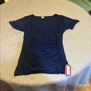 HEIMISH USA Blue Ruched Short Sleeve Tee